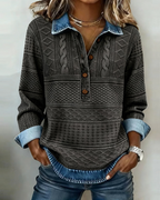 Dolores | Trendy Sweatshirt with Half Button and Collar