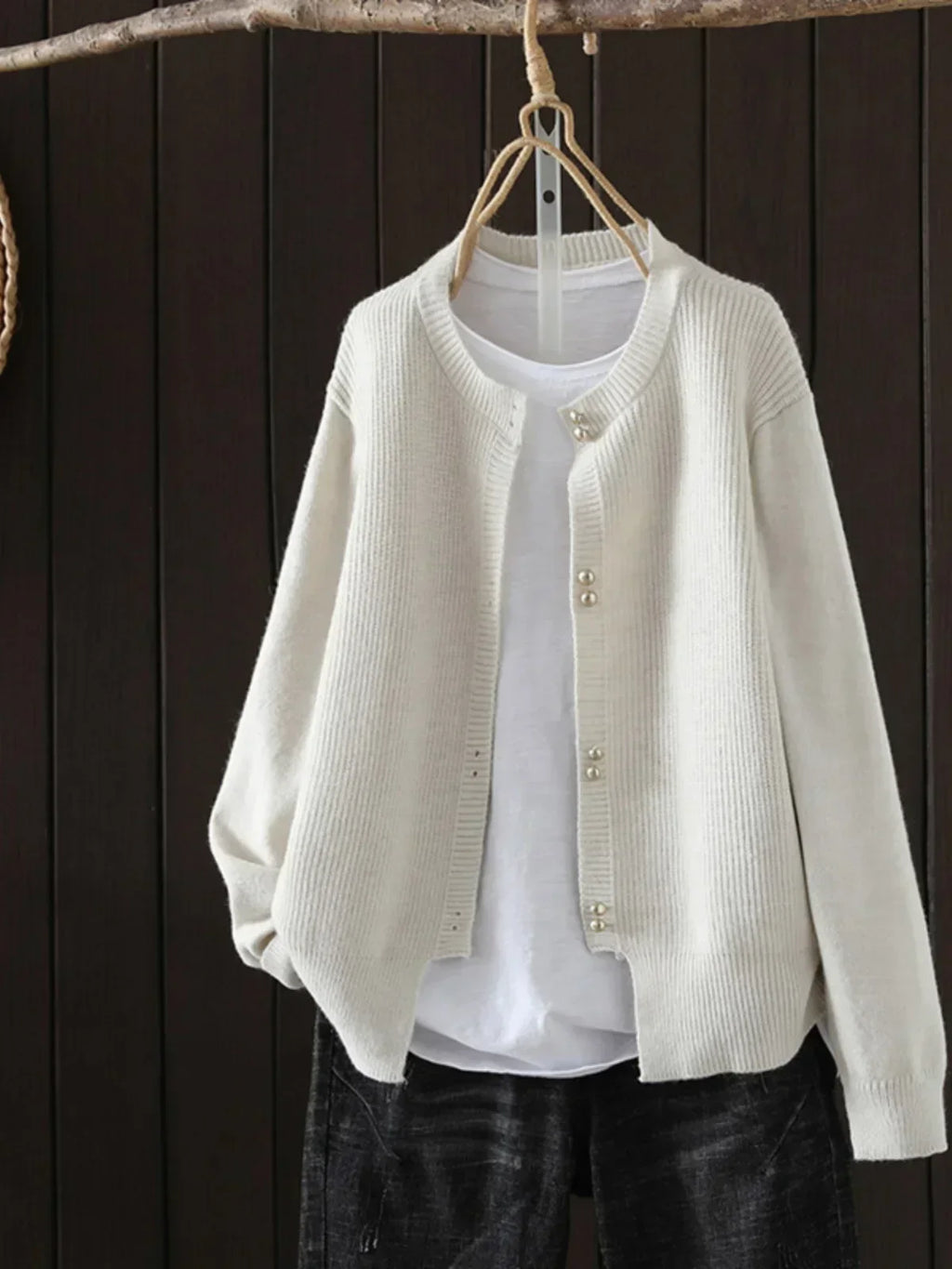 Elara | Pearl-Button Cardigan