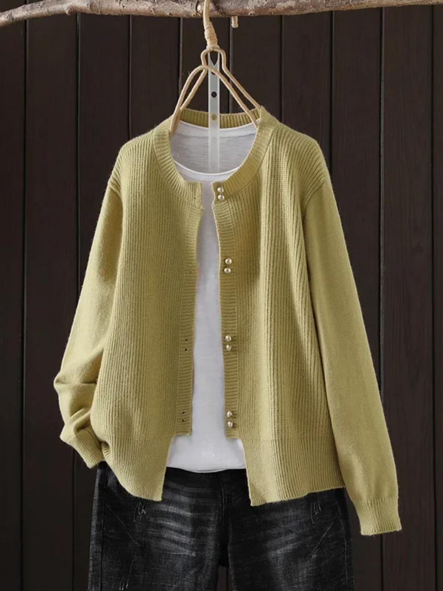 Elara | Pearl-Button Cardigan