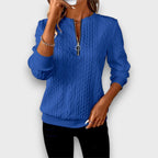 Solena | Cable-Knit Zip Front Sweater