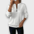 Solena | Cable-Knit Zip Front Sweater
