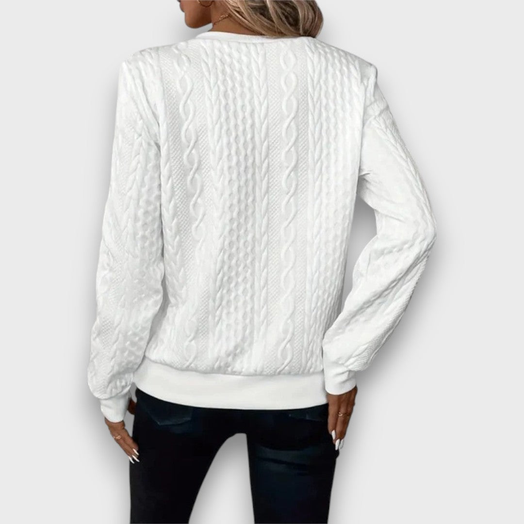 Solena | Cable-Knit Zip Front Sweater