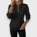 Solena | Cable-Knit Zip Front Sweater
