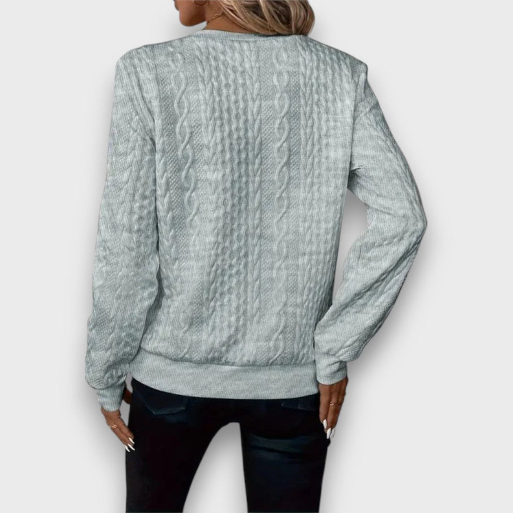 Solena | Cable-Knit Zip Front Sweater