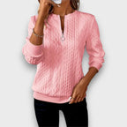 Solena | Cable-Knit Zip Front Sweater