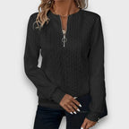 Solena | Cable-Knit Zip Front Sweater