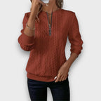 Solena | Cable-Knit Zip Front Sweater